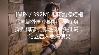 [MP4/ 392M] 老哥约操短裙马尾辫外围小姐姐，坐在身上揉捏胸部，跪地按着头插嘴，站立后入表情很爽